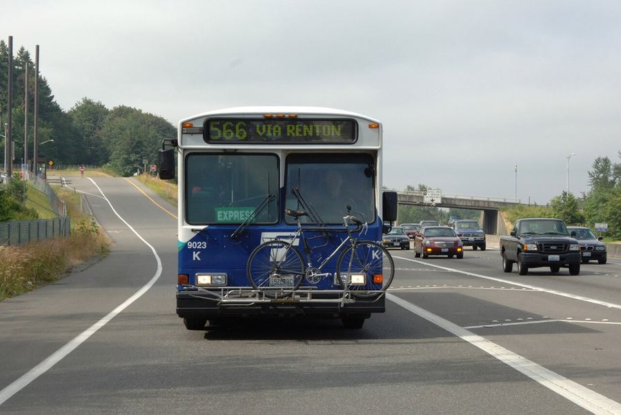 Archive: Sound Transit Express bus 9023K in motion on State Route 167, Washington, 30 Jun 2005 (Sound Transit Special Selection, CC BY 2.0). Not the 13 September 2026 SR 167 Expressway stub opening (I-5 Fife to SR 509 Port of Tacoma), not Puget Sound Gateway Completion Project day-of, and not WSDOT ribbon-cut stills.