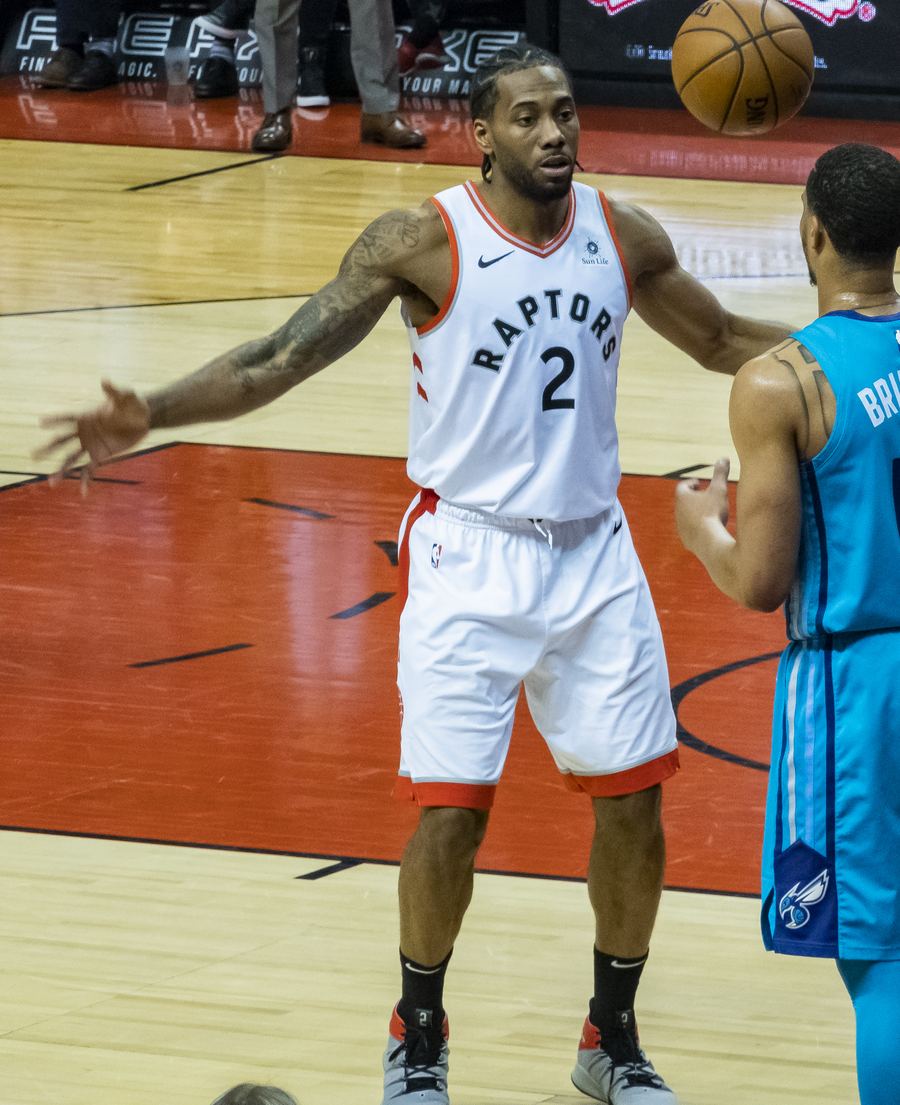 Sports still: Kawhi Leonard / Raptors–Clippers trade still.