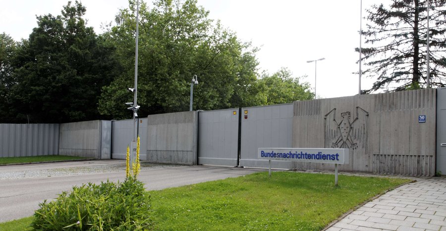 Archive photo: the gate of the former headquarters of the BND, Germany's foreign intelligence service, in Pullach near Munich, where the service was based when August Hanning led it, in June 2015.
