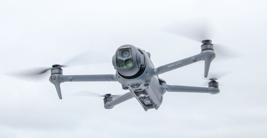 Archive photo: a DJI Mavic 4 Pro drone in flight at Napeague, New York, in December 2025.