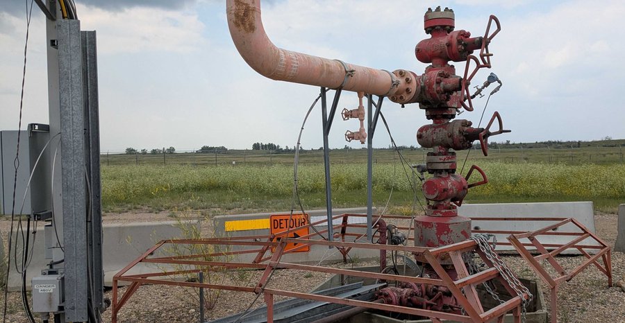Archive photo: the wellhead of the Aquistore carbon dioxide storage well near Estevan, Saskatchewan, which injects captured CO2 deep underground, in 2025.