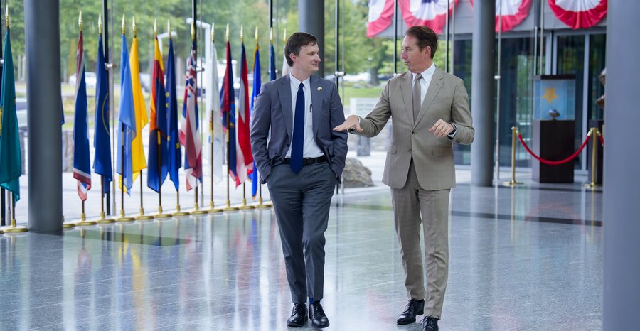 Archive photo: Acting Deputy Attorney General Trent McCotter, left, who signed the letter, with Deputy Homeland Security Secretary Troy Edgar at Coast Guard headquarters in Washington in September 2026.