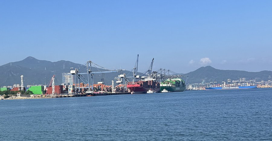 Container ships at the cranes of the Yantian International Container Terminal in Shenzhen, China, in October 2026.