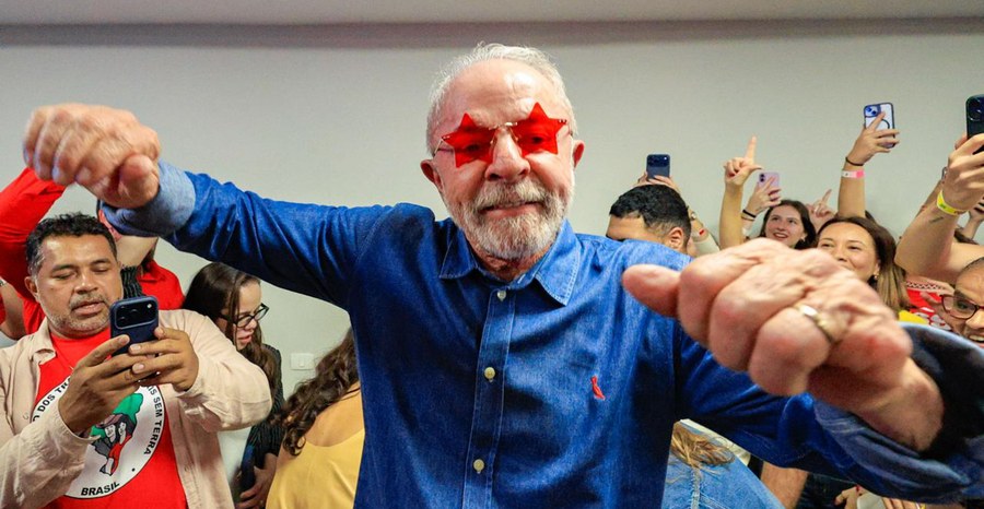 President Luiz Inácio Lula da Silva celebrates with supporters in São Paulo after winning reelection in October 2026.