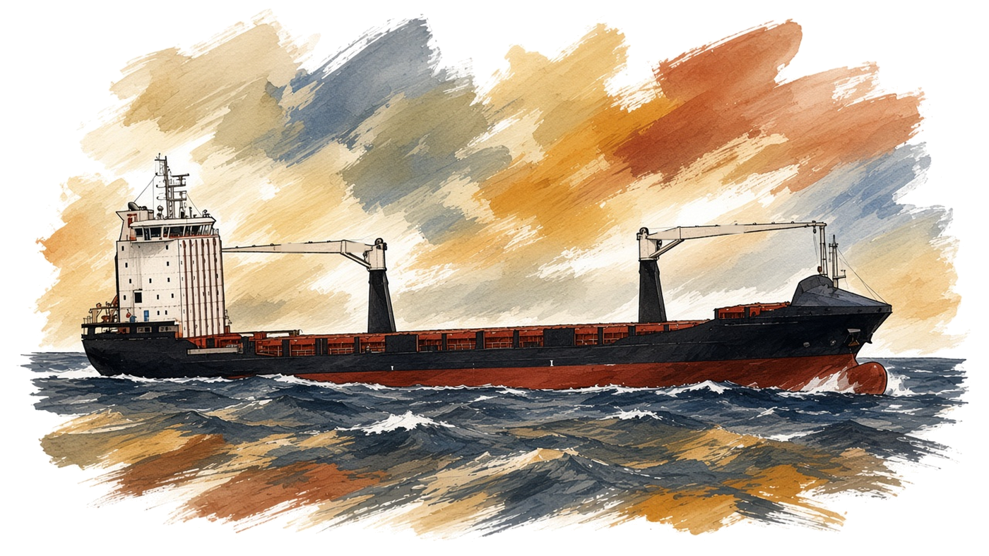 A cargo ship under way on the Black Sea near Constanța, Romania, October 2016.