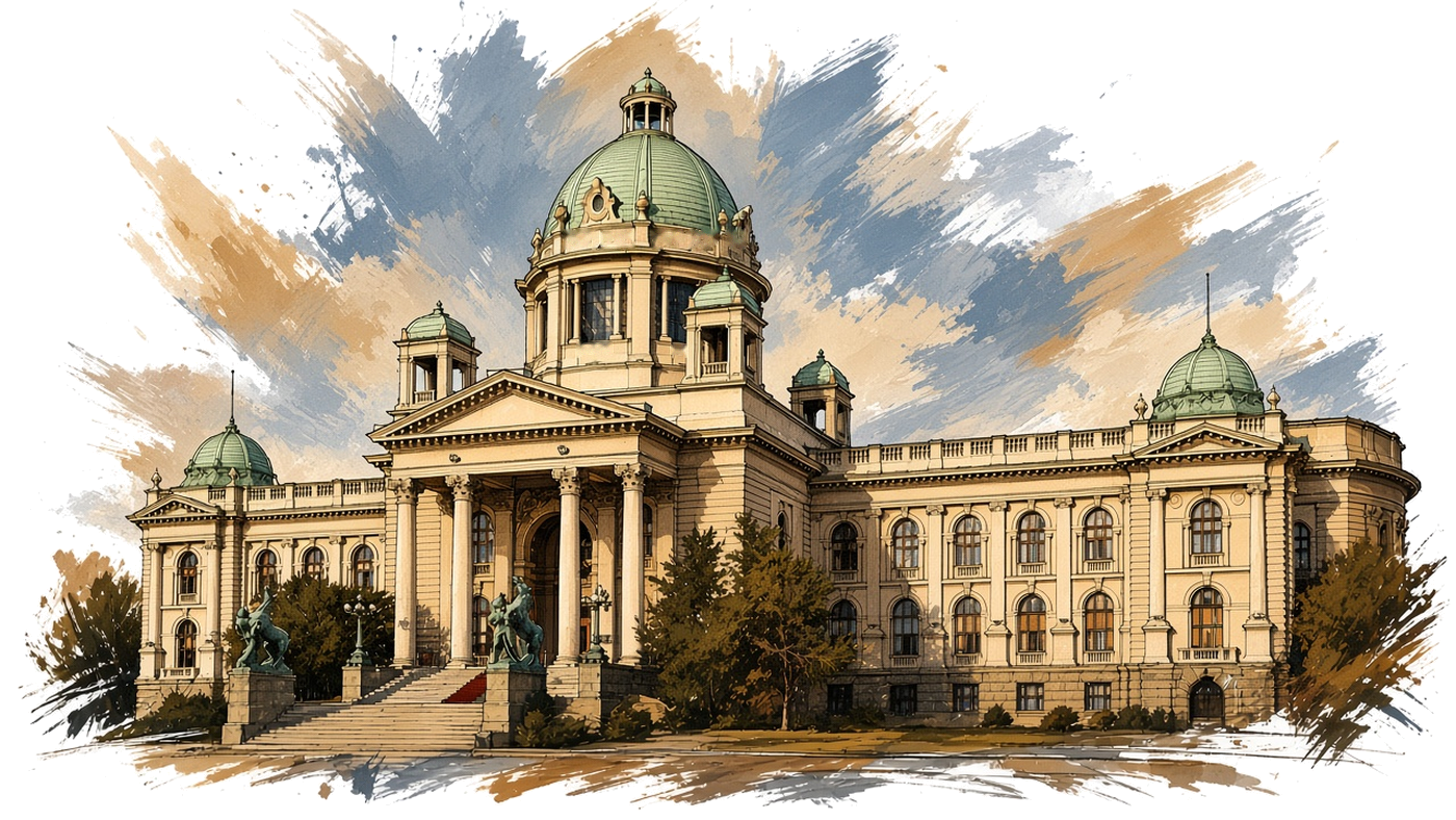 The House of the National Assembly of Serbia in Belgrade, November 2023.
