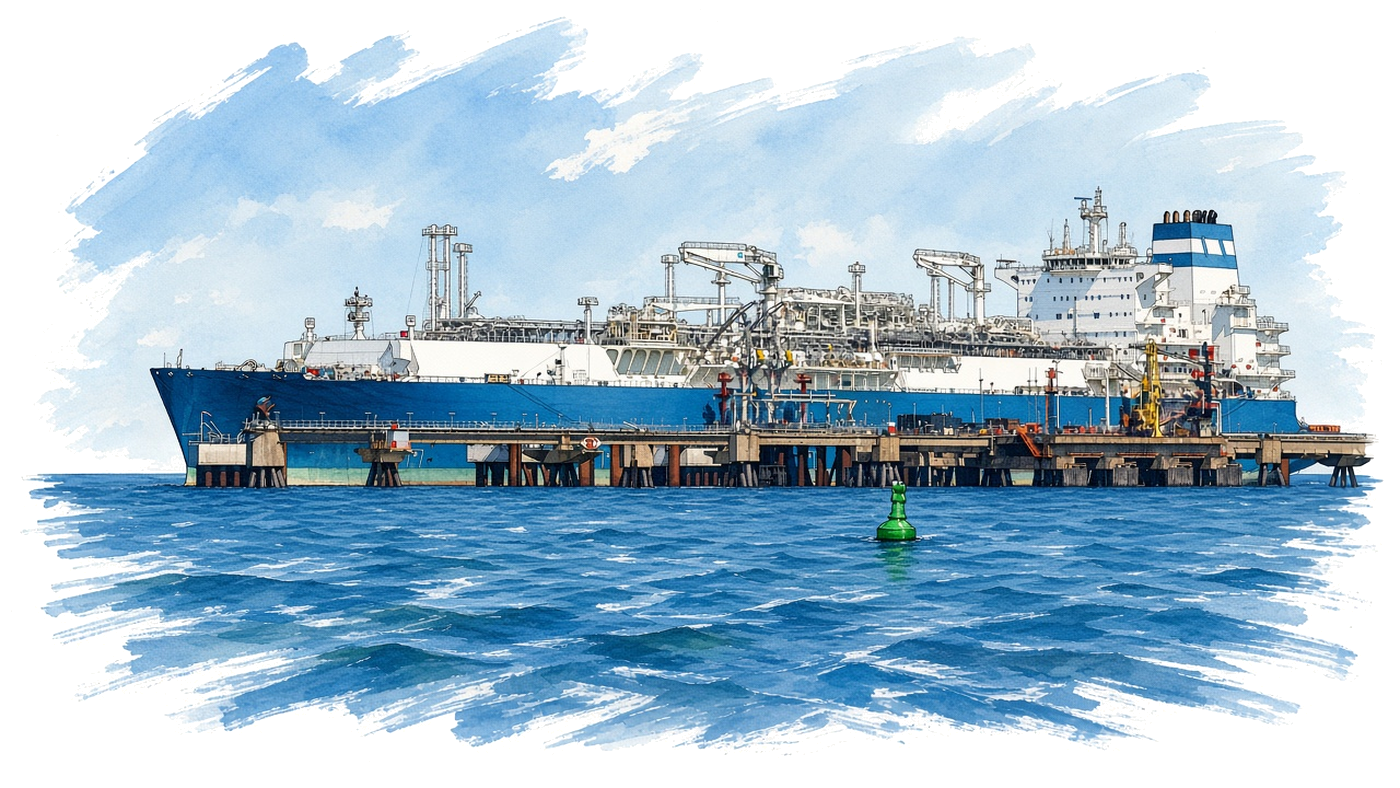 The floating LNG terminal ship Höegh Esperanza at its jetty in Wilhelmshaven, Germany, June 2024.