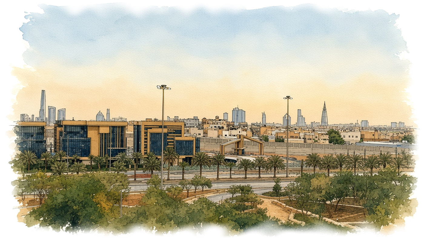 The Riyadh skyline seen from the Diplomatic Quarter, home of the U.S. Embassy, April 2022.
